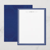 エレガント ネイビーブルー ダマスク インビテーション テンプレート (正面/裏面)