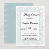 エレガント ネイビーブルー フラワーパターン 招待状 (正面/裏面)