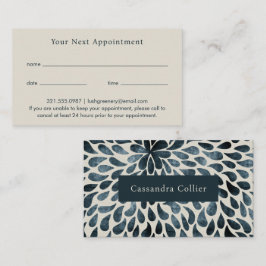 エレガント ネイビーブルー モダン 予約カード