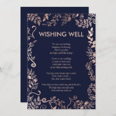 エレガント ネイビーブルー ローズ ゴールド フラワー ウィッシング ウェル 招待状