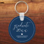 エレガント ネイビーブルー 卒業生 2026 卒業 キーホルダー (正面)