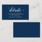 エレガント ネイビーブルー, 結婚式の詳細, オンライン返信 エンクロージャーカード (正面/裏面)