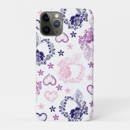 エレガント ネイビーローズ リース & ピンク ハート iPadケース iPhone 11 Proケース