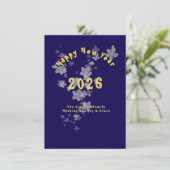 エレガント ネイビー ゴールド 2026 年賀状 デザイン シーズンカード (スタンド正面)