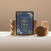 エレガント ネイビー ドリーム: オーダーメイド ダークブルー フォト付き 招待状