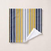 エレガント,ネービーブストライプルー,マスタードイエロー,ホワイト バスタオルセット (ウォッシュタオル)