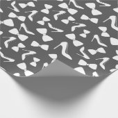 エレガント ハイ ヒール & ボウ タイ ウェディング グレー シームレス ラッピングペーパー (角)