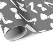 エレガント ハイ ヒール & ボウ タイ ウェディング グレー シームレス ラッピングペーパー (ロールコーナー)