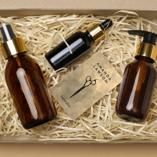 エレガント ハサミ コーム グレー水彩 名刺