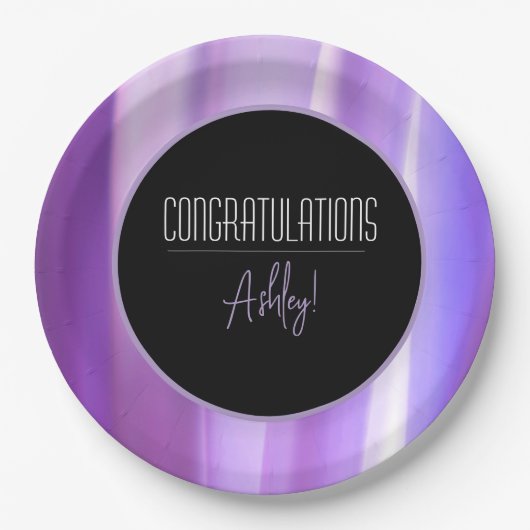 エレガント「ハッピーバースデー」紙プレート ペーパープレート (正面)