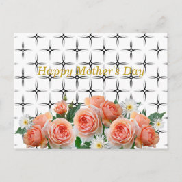 エレガント,バラとデイジー，幾何学的 ポストカード