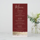 、エレガント、バーガンディの金ゴールドホイルの結婚式モダン プログラム (スタンド正面)