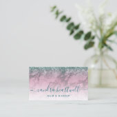 エレガント バーガンディ マーブル ティール グリッター スクリプト スタイリスト 名刺 (スタンド正面)