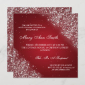 エレガント·バースデー·パーティー·きらめくグリッター·レッド 招待状 (正面/裏面)