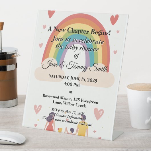 エレガント&パーソナライズされたカスタムBaby Shower 台座サイン (インサイチュ)