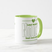 エレガント「パーソナライズされたNancy」の名前、グリーン・ハート・アート マグカップ (正面右)