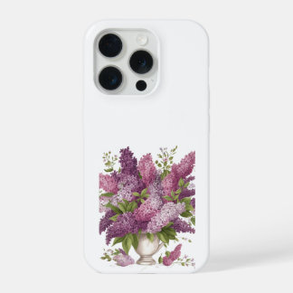 エレガント パープルライラックフラワーズ ブーケベース iPhone 15 Proケース