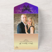 エレガント パープル ウェディング オールインワン 招待状 (外側)