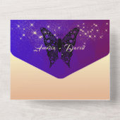 エレガント パープル ウェディング オールインワン 招待状 (裏面)