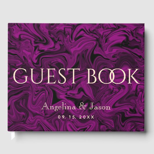 エレガント パープル ウェディング ゲストブック (正面)