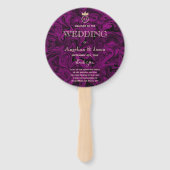 エレガント パープル ウェディング プログラム ハンドファン (正面)