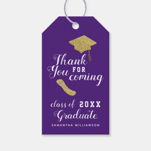 エレガント パープル クラス オブ 2025 卒業感謝祭 ギフトタグ (正面)