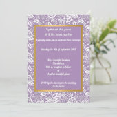 エレガント パープル ゴールド レース ウェディング 招待状 (スタンド正面)