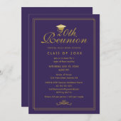 エレガント パープル ゴールド 20周年クラス再会 招待状 (正面/裏面)