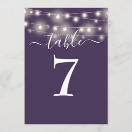 エレガント パープル ストリング ライト テーブル ナンバー 招待状