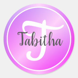 エレガント パープル パステル ピンク オンブレ モノグラム 名前 ラウンドシール