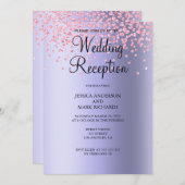 エレガント パープル ピンク グリッター 結婚式の披露宴 招待状 (正面/裏面)