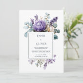 エレガント パープル プロテア ラベンダー ユーカリ 招待状 (スタンド正面)
