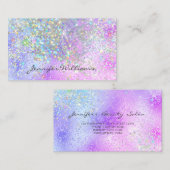 エレガント パープル ホログラム グリッター モダン 名刺 (正面/裏面)