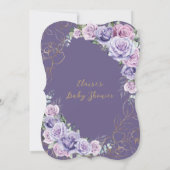 エレガント パープル ライラック ラベンダー ローズ ベビー シャワー 招待状 (裏面)