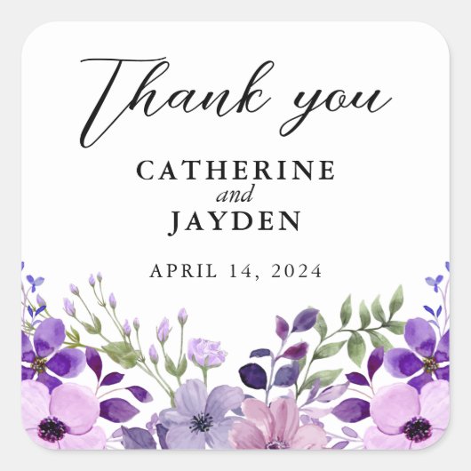 エレガント パープル ラブ スクエアシール (正面)