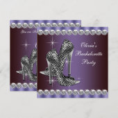 エレガント パープル レオパード ブライズメイド パーティー 招待状 (正面/裏面)