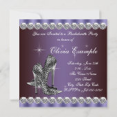 エレガント パープル レオパード ブライズメイド パーティー 招待状 (裏面)