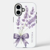 エレガント パープル ヴィンテージ リボン 名入れ Case-Mate iPhoneケース (裏面)