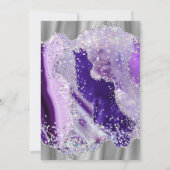 エレガント パープル 偽 ホロ グリッター アゲート ウェディング 招待状 (裏面)