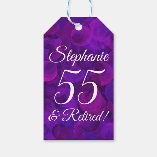 エレガント パープル 55歳 引退 お祝い ギフトタグ (正面)