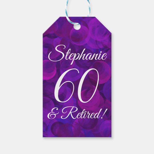 エレガント パープル 60歳 引退 お祝い ギフトタグ (正面)