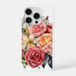エレガント ピンクのバラ 花束 水彩画 iPhone 15 PROケース