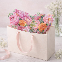 エレガント ピンクの芍薬 フラワータペストリーペーパー 薄葉紙