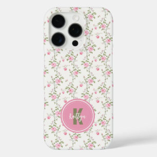 エレガント ピンクバラ 花柄 モノグラム iPhone 16 PROケース