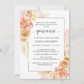 エレガント,ピンクユニークウォーター色フローラキンセアニラ 招待状 (正面)