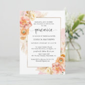 エレガント,ピンクユニークウォーター色フローラキンセアニラ 招待状 (スタンド正面)