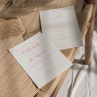 エレガント ピンク オレンジ スタイリッシュ オールインワン ウェディング 招待状