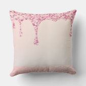 エレガント ピンク グラム グリッター ドリップ クッション (裏面)