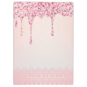 エレガント ピンク グラム グリッター ドリップ クリップボード (裏面)