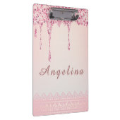 エレガント ピンク グラム グリッター ドリップ クリップボード (右)